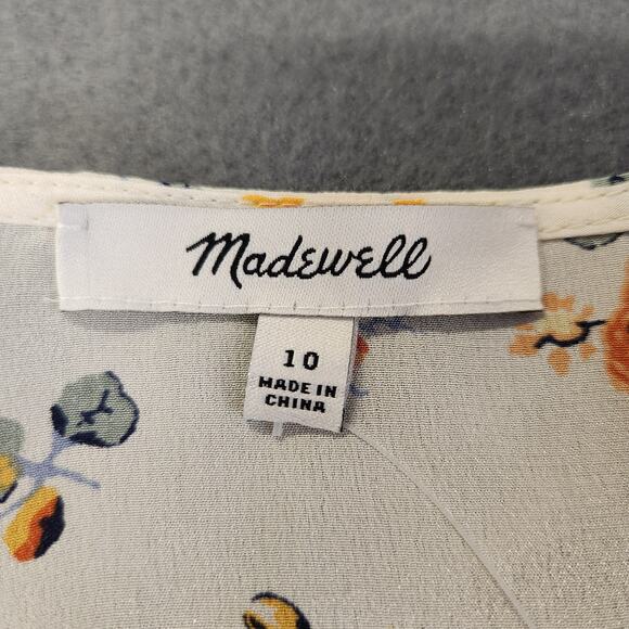 MADEWELL Carmelina Blouse Top WNS 10 Cream Yellow Floral Sheer Cottagecore NEW - Picture 5 of 12